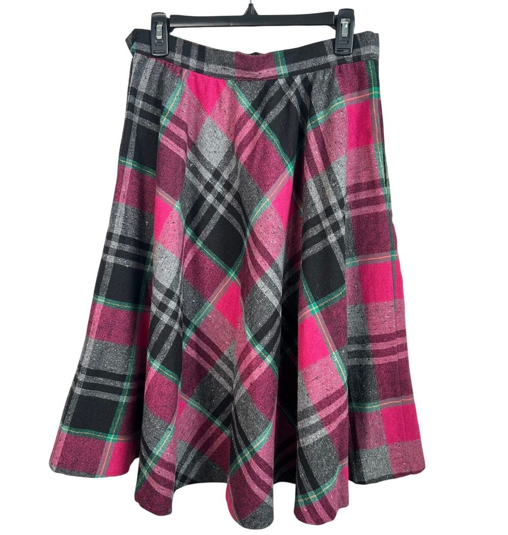 Vintage JCPenney Traditions Tartan Plaid Skirt SIZE Wool Midi USA Made Clueless